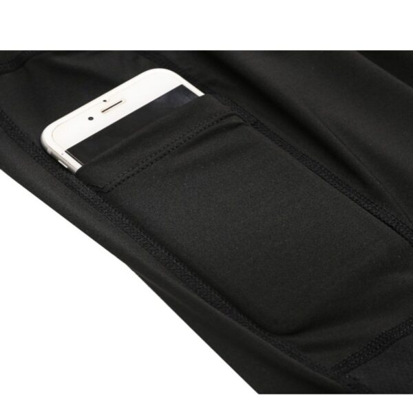 Bermuda Fitness Com Bolso Academia Dry Fit Cintura Alta Preta - Imagem 3