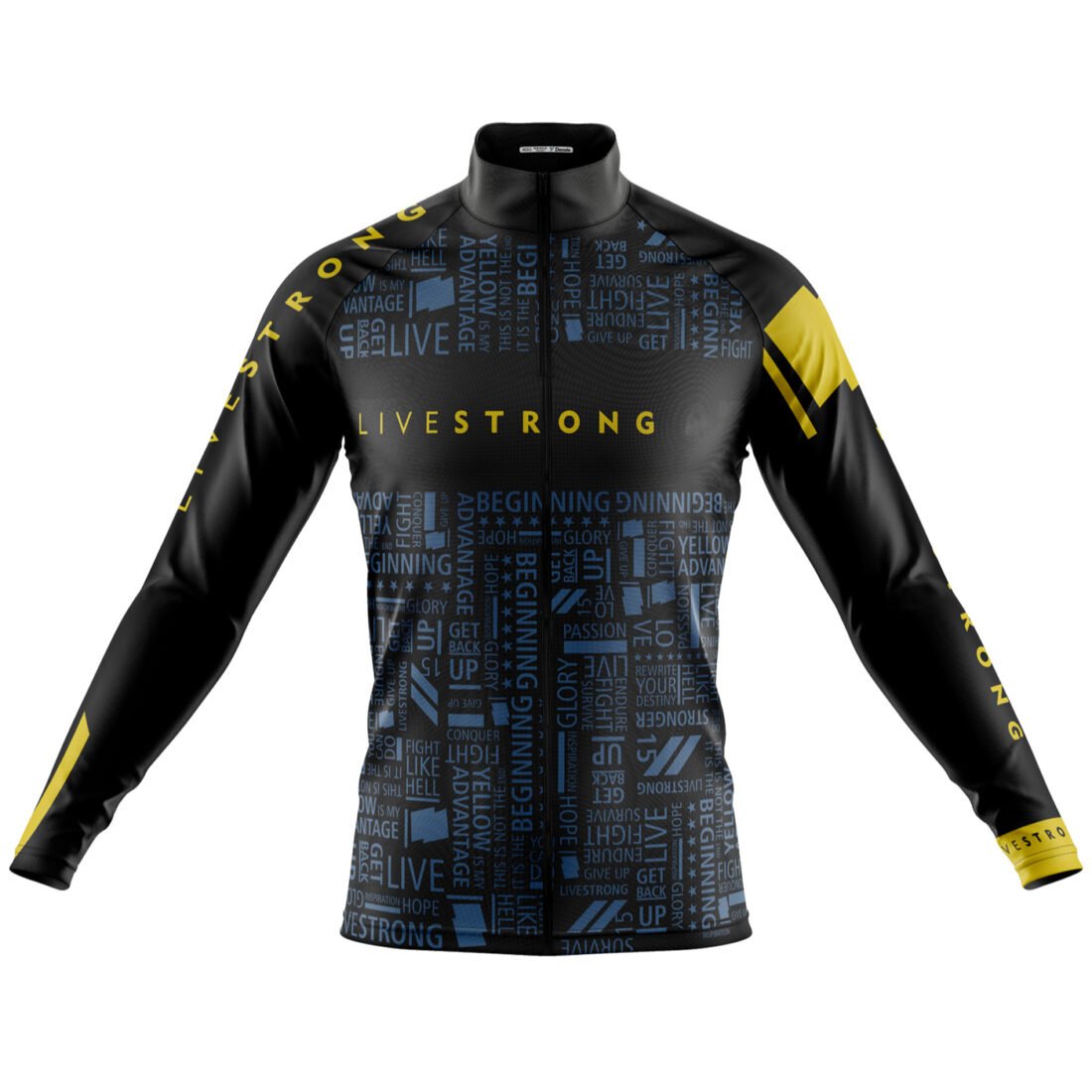 1 LIVESTRONG WORDS LONGA Camisa Ciclismo Livestrong Manga Longa Zíper Full Fitness Dry Fit Decole - Imagem 1