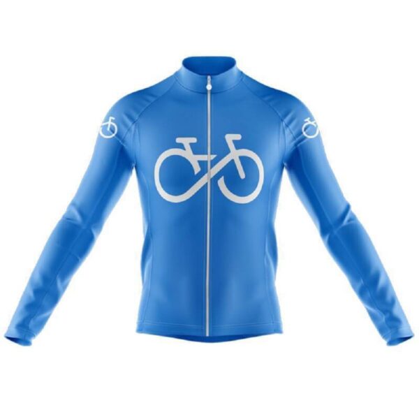 Camisa Ciclismo Manga Longa Bike Forever Azul Proteção UV Dryfit - Imagem 1