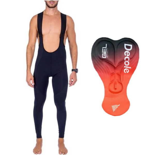 Bretelle Longo Ciclismo Com Forro Gel 3D Mtb Preto Unissex Confortável - Imagem 1