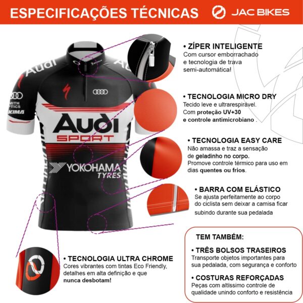 Kit Pai E Filho Camisa Audi Ciclismo Adulto Infantil Bike - Imagem 3
