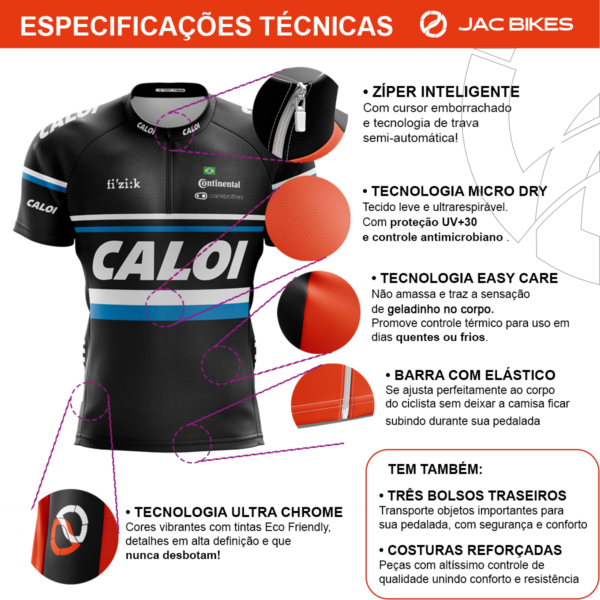 Kit Pai E Filho Camisa Caloi Ciclismo Manga Curta Zíper Fitness Mtb - Imagem 3