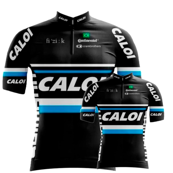 Kit Pai E Filho Camisa Caloi Ciclismo Manga Curta Zíper Fitness Mtb - Imagem 1
