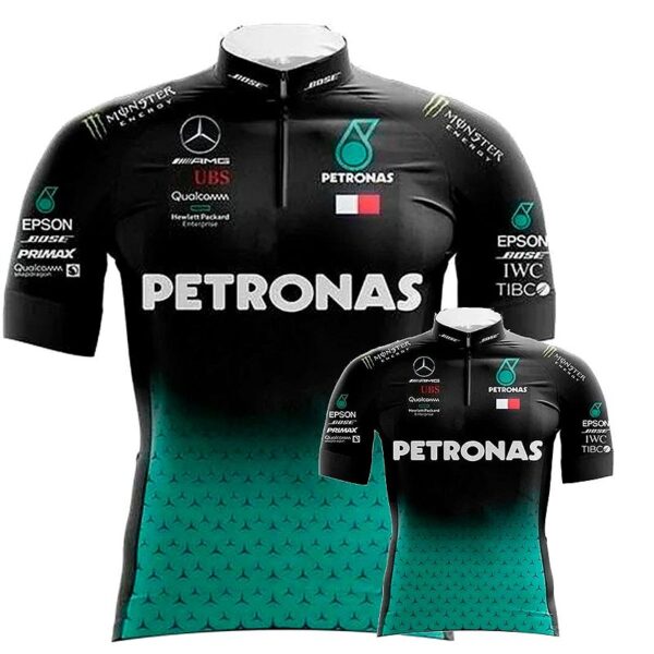 Kit Pai E Filho Camisa Ciclismo Dry Fit Petronas Bike Pro Uv - Imagem 1