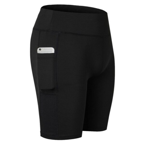 Bermuda Fitness Com Bolso Academia Dry Fit Cintura Alta Preta - Imagem 1