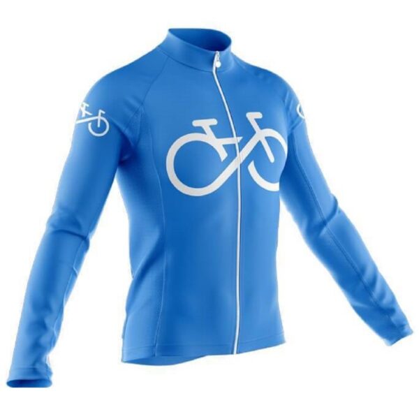 Camisa Ciclismo Manga Longa Bike Forever Azul Proteção UV Dryfit - Imagem 2