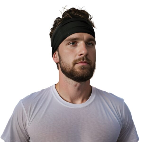 Testeira Headband Faixa De Cabelo Testa Bandana Preto - Imagem 1