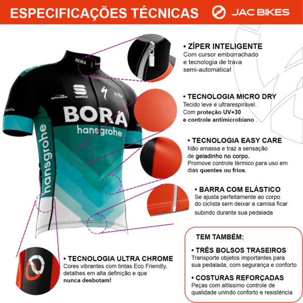 Kit Pai E Filho Camisa Ciclismo Bora Manga Curta Zíper Fitness Uv - Imagem 3