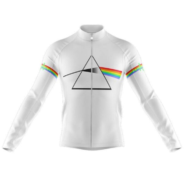 Camisa Ciclismo Pink Floyd Branca Manga Longa Zíper Full Fitness Dry Fit Decole - Imagem 1