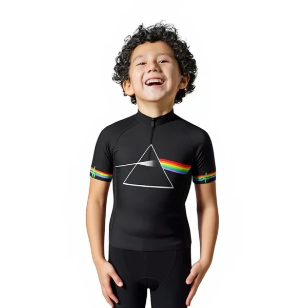 Camisa Ciclismo Infantil Pink Floyd Preta Dry Fit Uv - Imagem 1