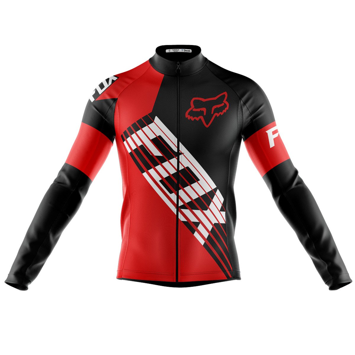 89295c5146fe8cf7aef512080cb4c233.jpg Camisa Ciclismo Fox Vermelha Manga Longa Zíper Full Dry Fit - Imagem 1