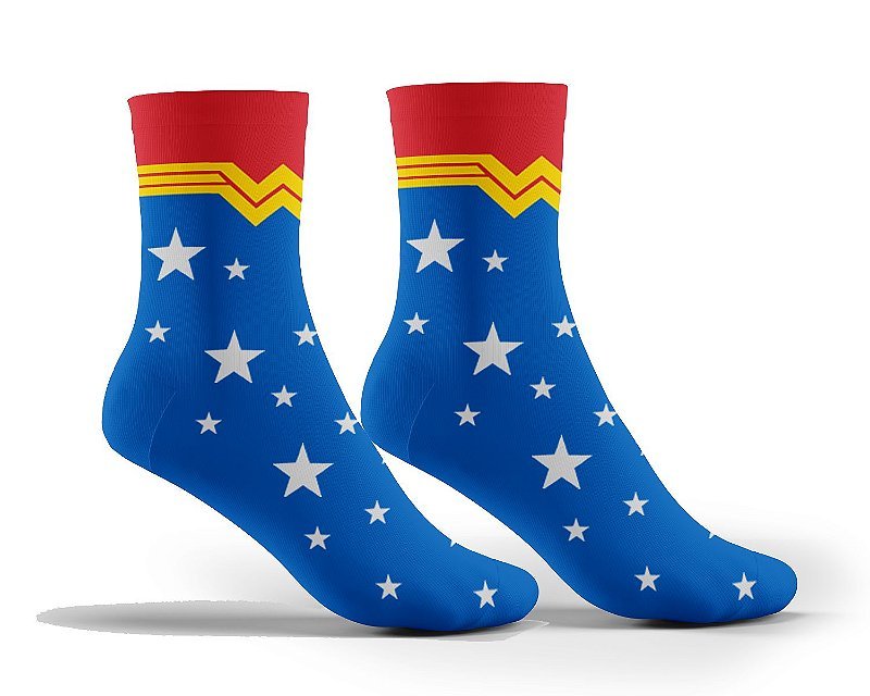 2243c89403e331f5c05ff3ef7188024f.jpg Meia Cano Alto Mulher Maravilha Algodao Ciclismo Esporte Mtb - Imagem 1